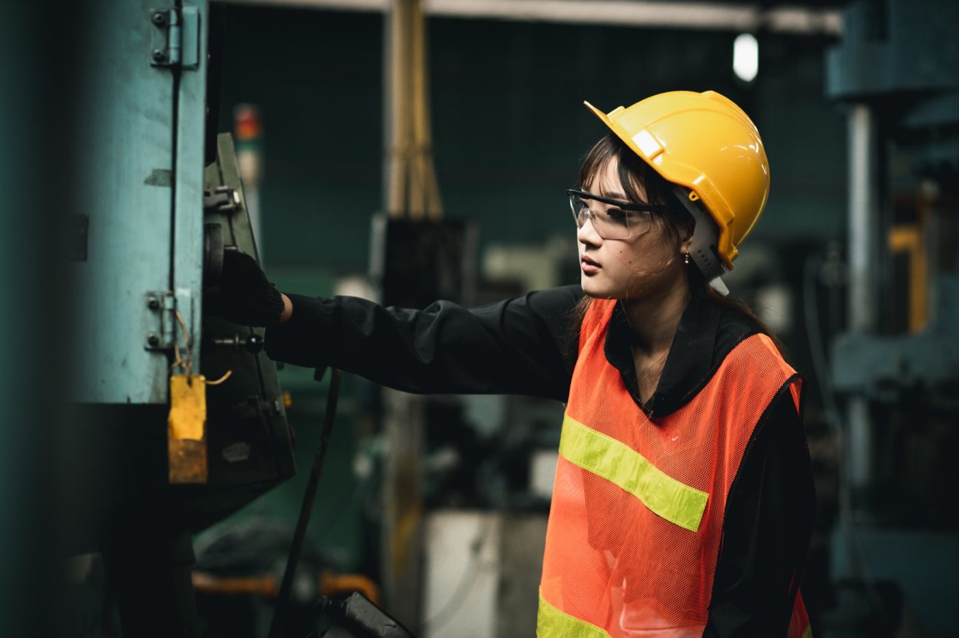 Service engineer working on plant equipment
